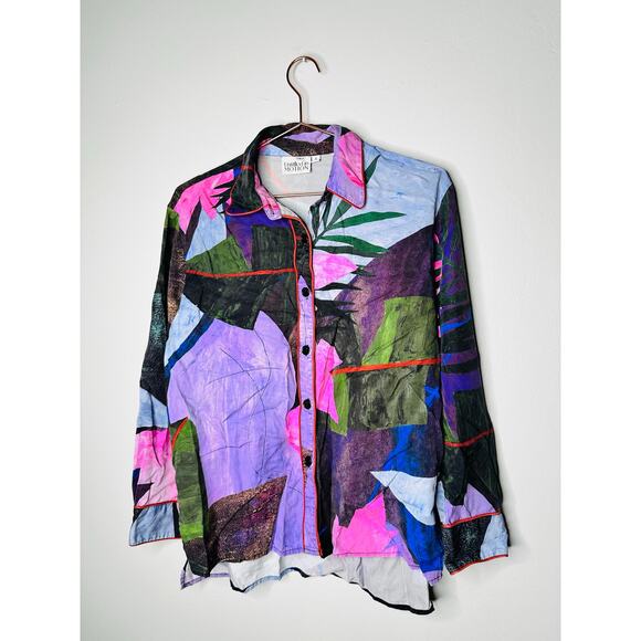 UNTITLED IN MOTION Multicolor Floral Print Collared Button Up Shirt Size S - Picture 15 of 16